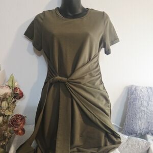 Olive Green Knot Front Dress